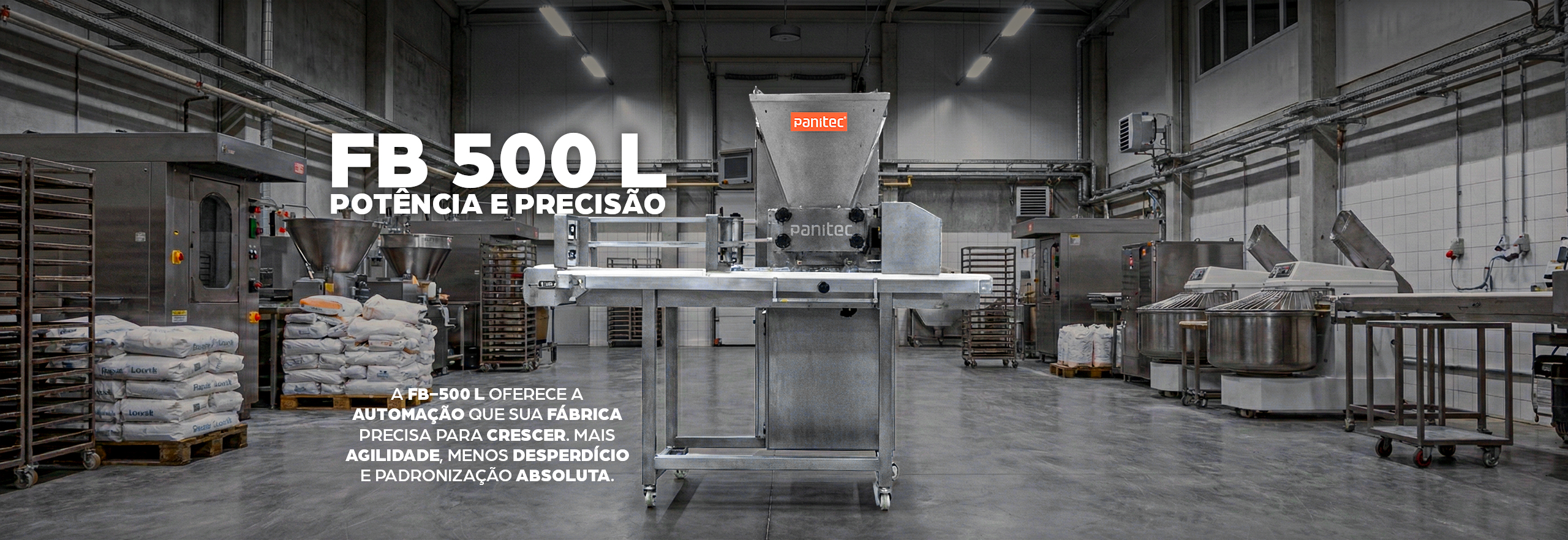 Modernize sua fábrica com as soluções da Panitec. Nossas máquinas para pão de queijo e confeitaria unem alta tecnologia, segurança NR-12 e durabilidade. Equipamentos compactos e industriais projetados para garantir lucratividade e padronização na sua linha de produção.